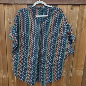 Rogue Short Sleeve Acrylic Zip Up Puncho Sweater sz 3x